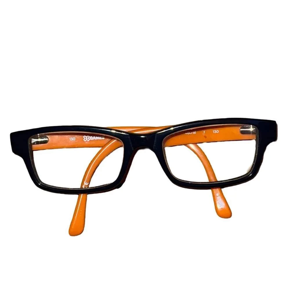 X Games Heelie 412 Black & Orange Square Plastic Frames Eyeglasses Spectacles
